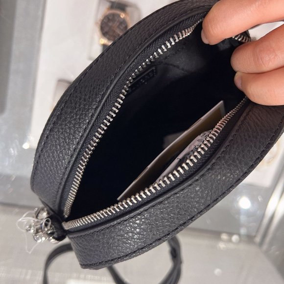 NWT MICHAEL KORS JET SET GLAM SMALL OVAL CROSSBODY BLACK MK - Picture 5 of 7